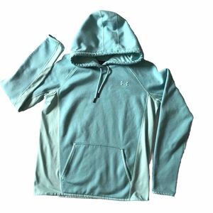 Under Armour Cold Gear Storm Hoodie M Blue Fleece Lined Thumbholes Active EUC